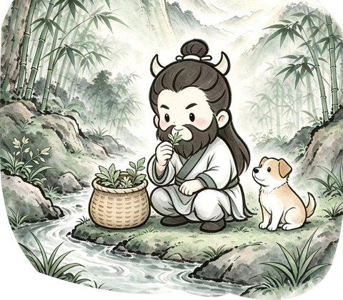 他日尝百草，以身试毒，此草苦中带甘，或可入药
