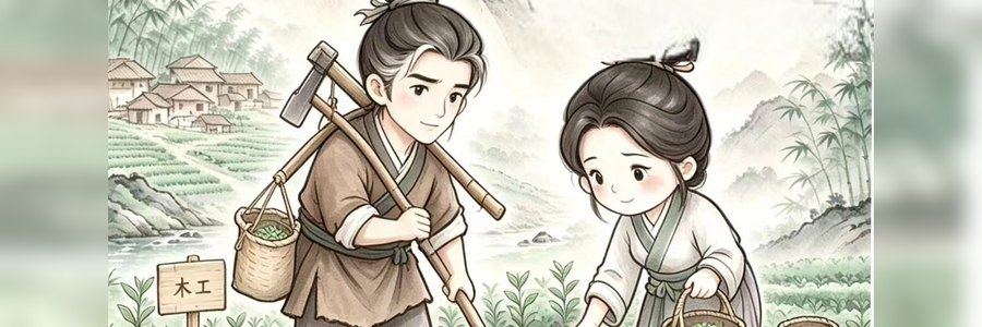 不知过了多少年，后世木工梁为镒携妻，带着茶种回到家乡，在山岗上开垦茶园